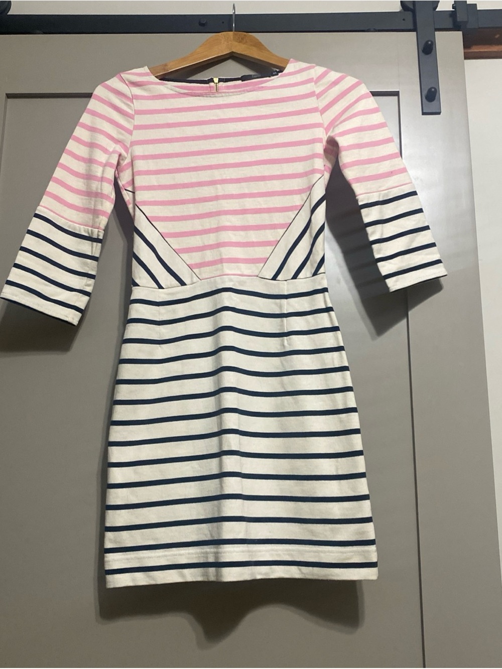 Markus Lupfer Pink, Navy & Cream Striped Mini Dress